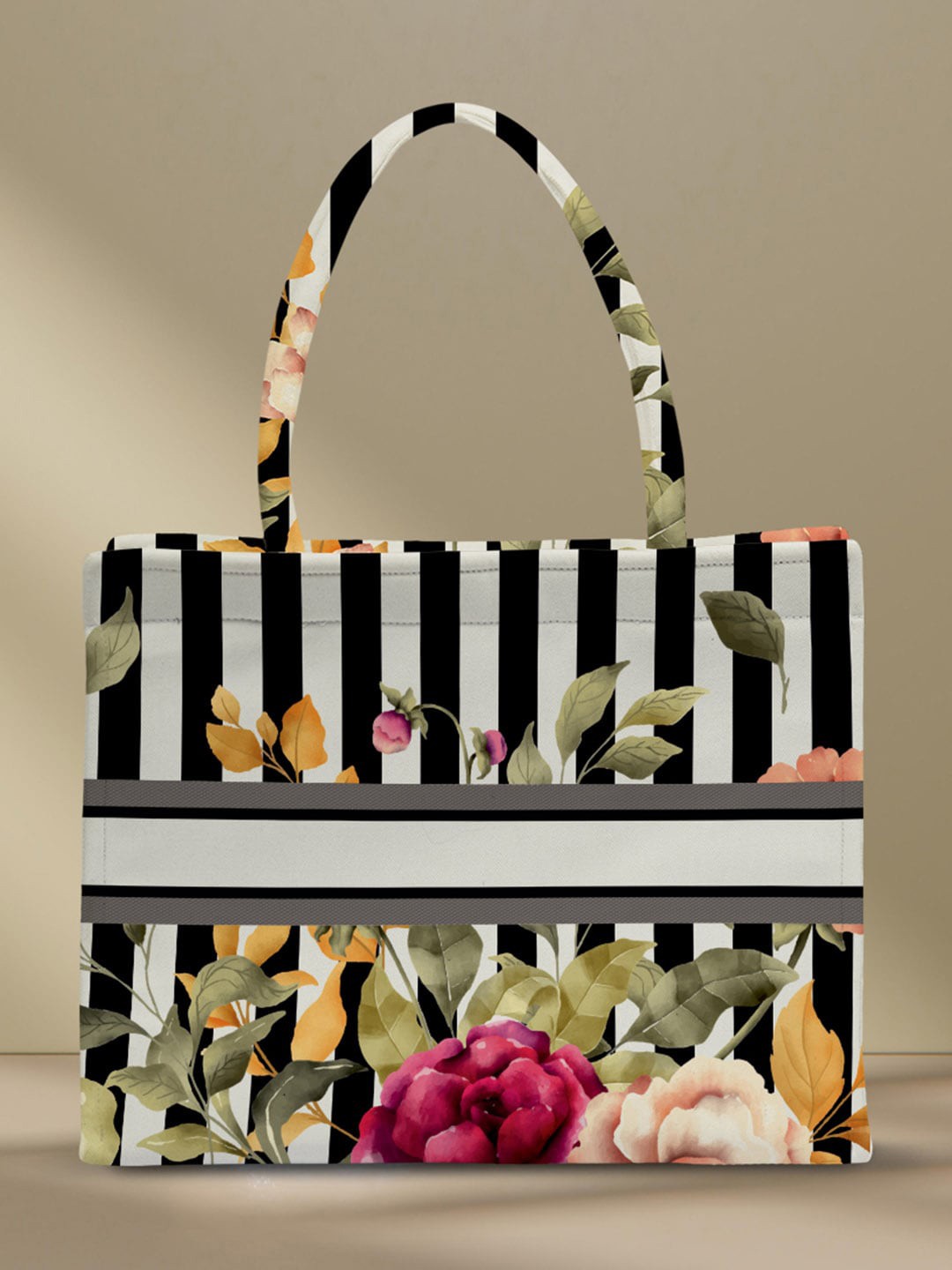 

Crazy Corner Floral Printed Water Resistant Structured Tote Bag, White
