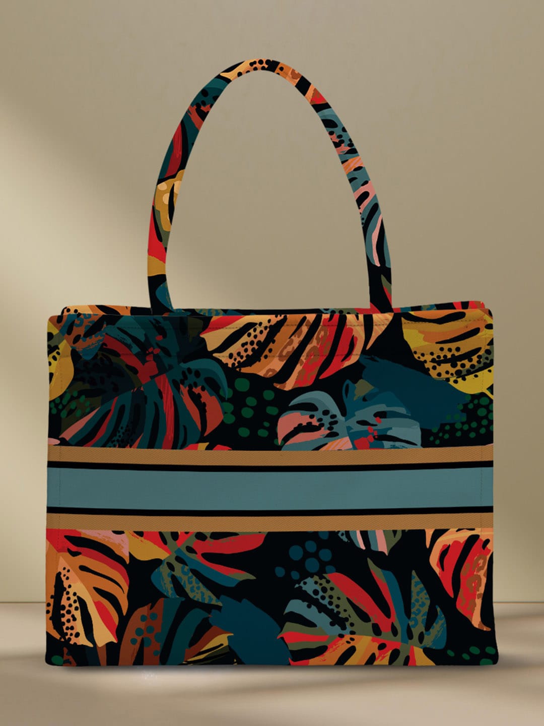 

Crazy Corner Floral Printed Water Resistant Structured Tote Bag, Blue
