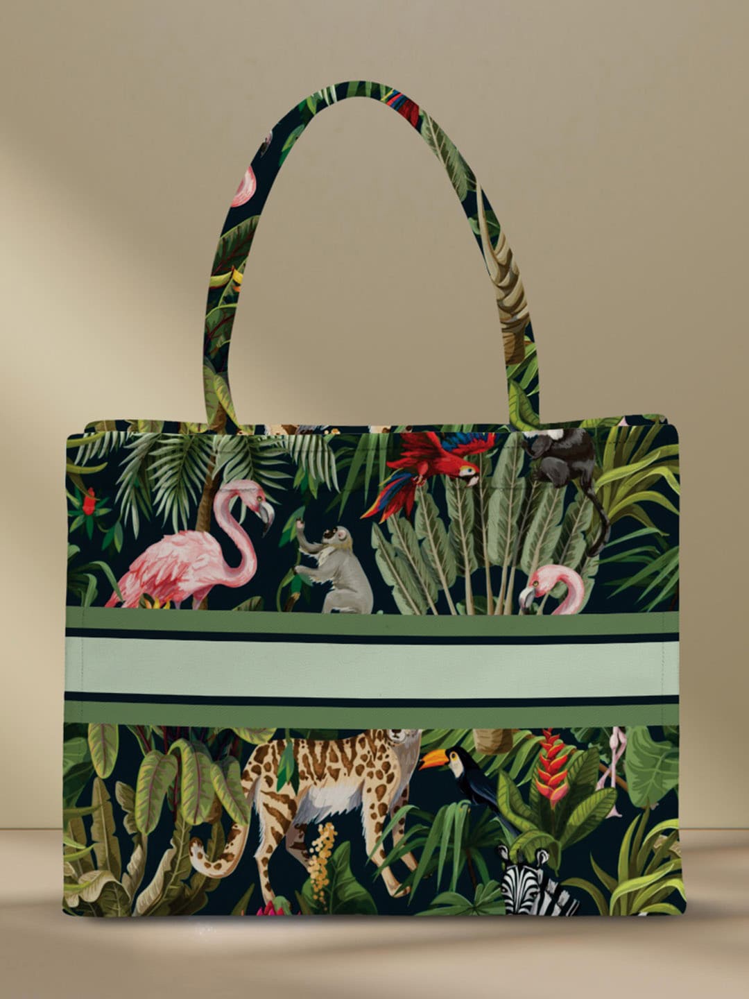 

Crazy Corner Printed Structured Handheld Bag, Green