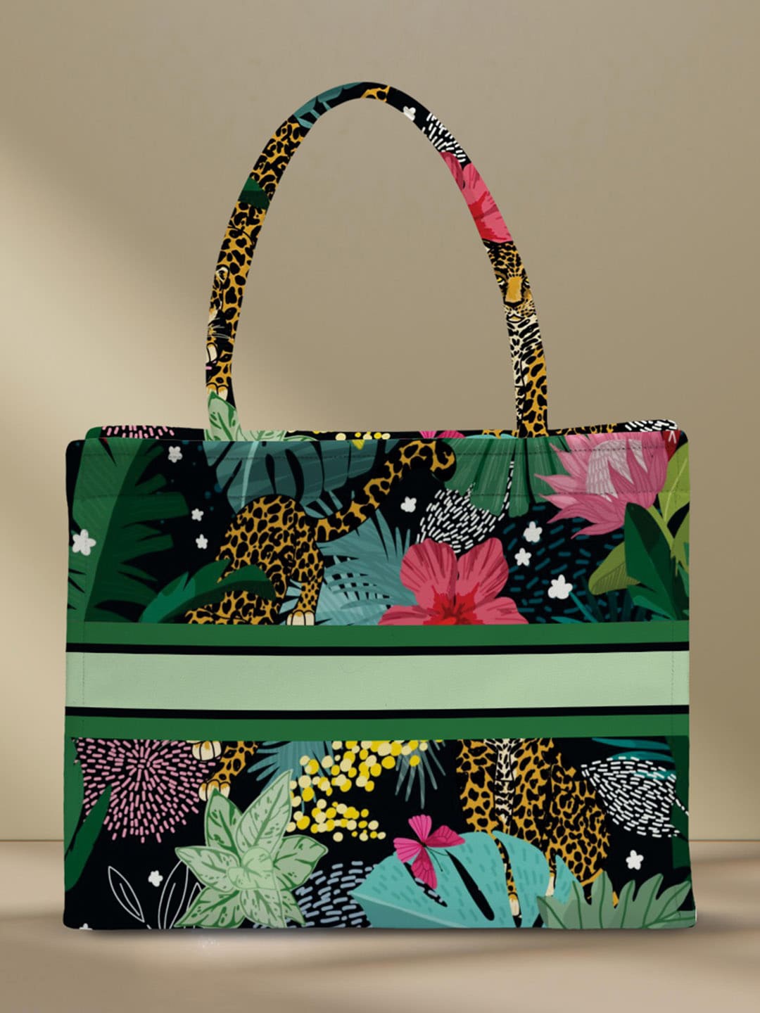 

Crazy Corner Floral Printed Water Resistant Structured Tote Bag, Green