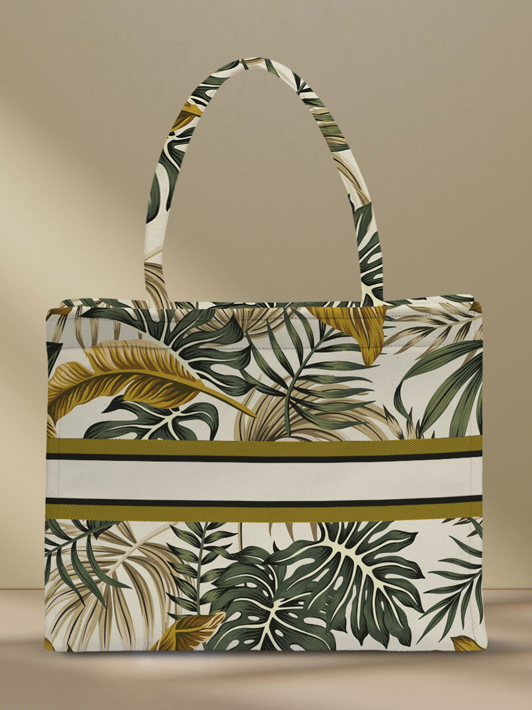 

Crazy Corner Floral Printed Water Resistant Structured Tote Bag, White