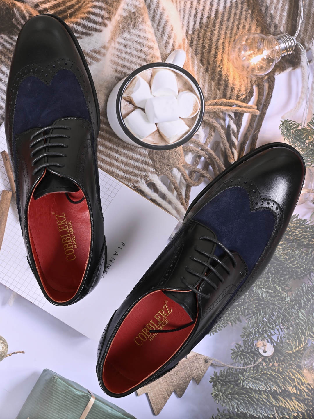 

Cobblerz Men Colourblocked Leather Formal Brogues, Black