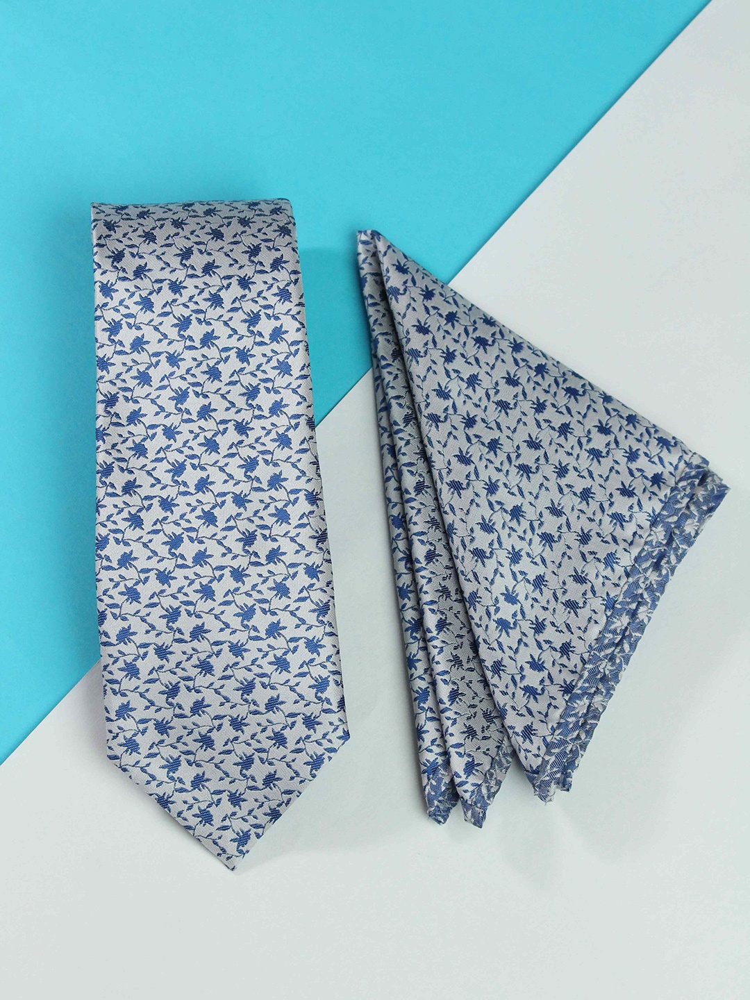 

Tossido Men Woven Design Tie And Pocket Square Accessory Gift Set, White
