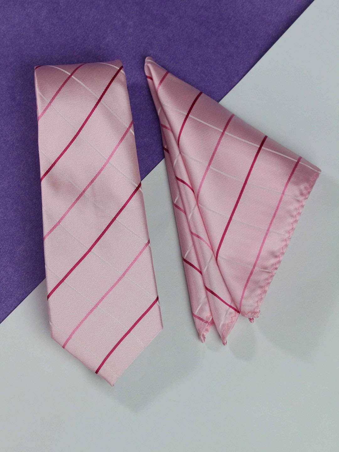 

Tossido Men Woven Design Tie And Pocket Square Accessory Gift Set, Pink