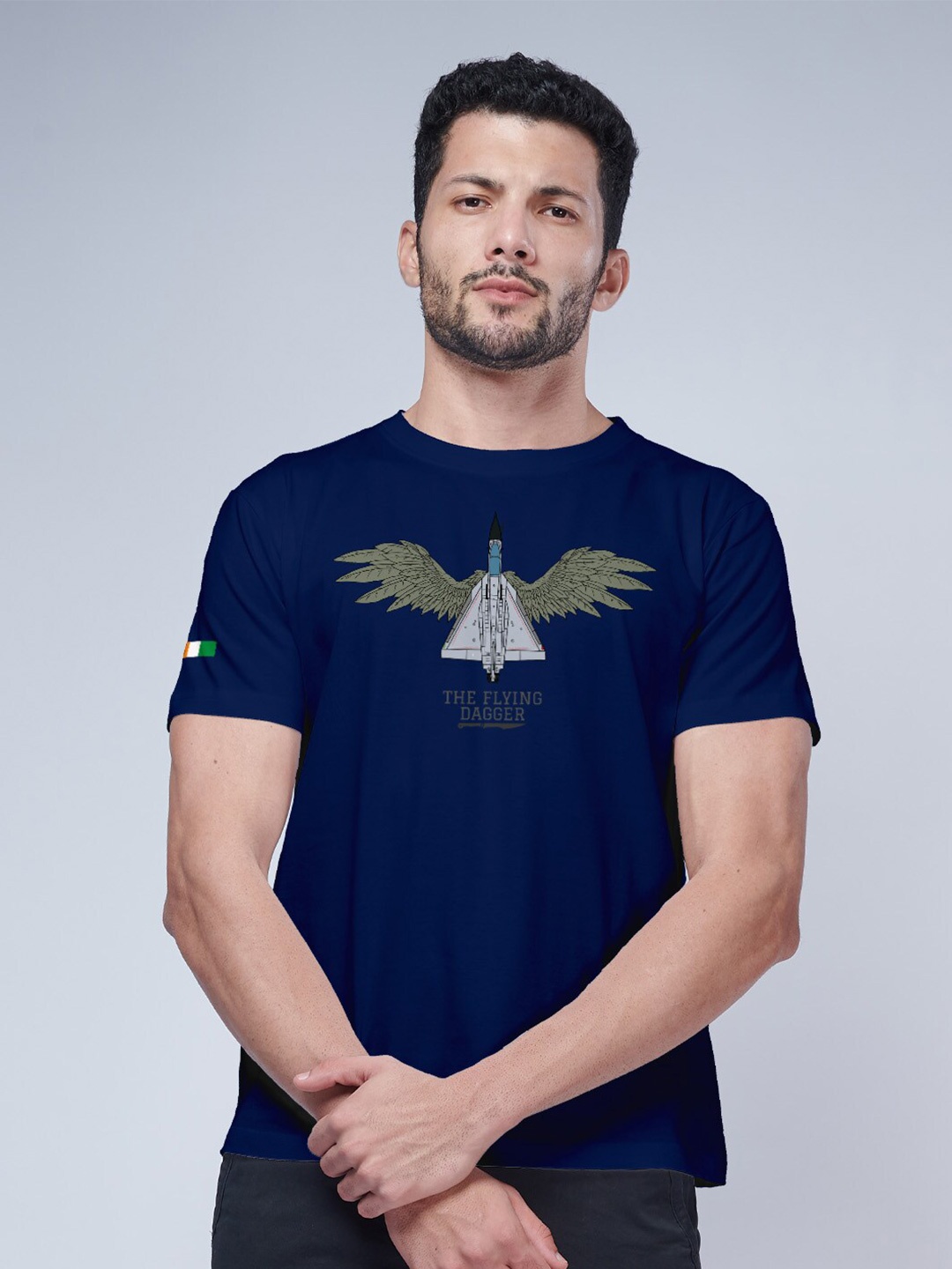 

Aero Armour Graphic Printed Pure Cotton T-shirt, Navy blue