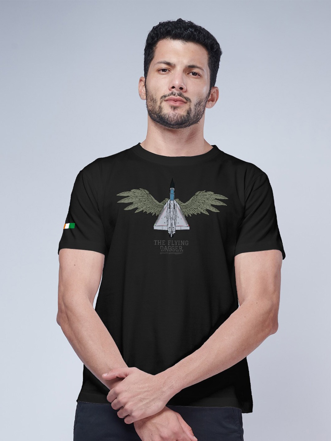 

Aero Armour Graphic Printed Pure Cotton T-shirt, Black