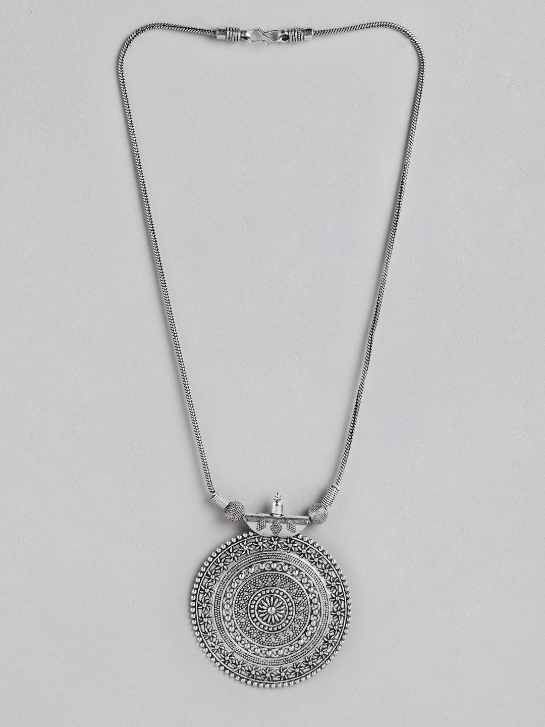 

Sangria Silver-Toned Silver-Plated Oxidised Necklace