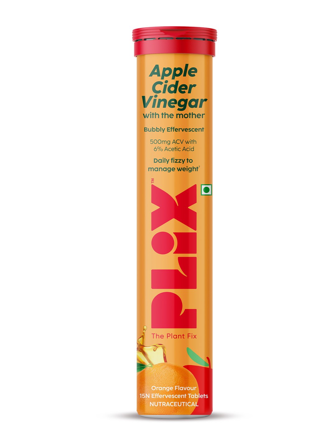 

PLIX THE PLANT FIX Orange Flavour Apple Cider Vinegar Tablet - 15 Tabs