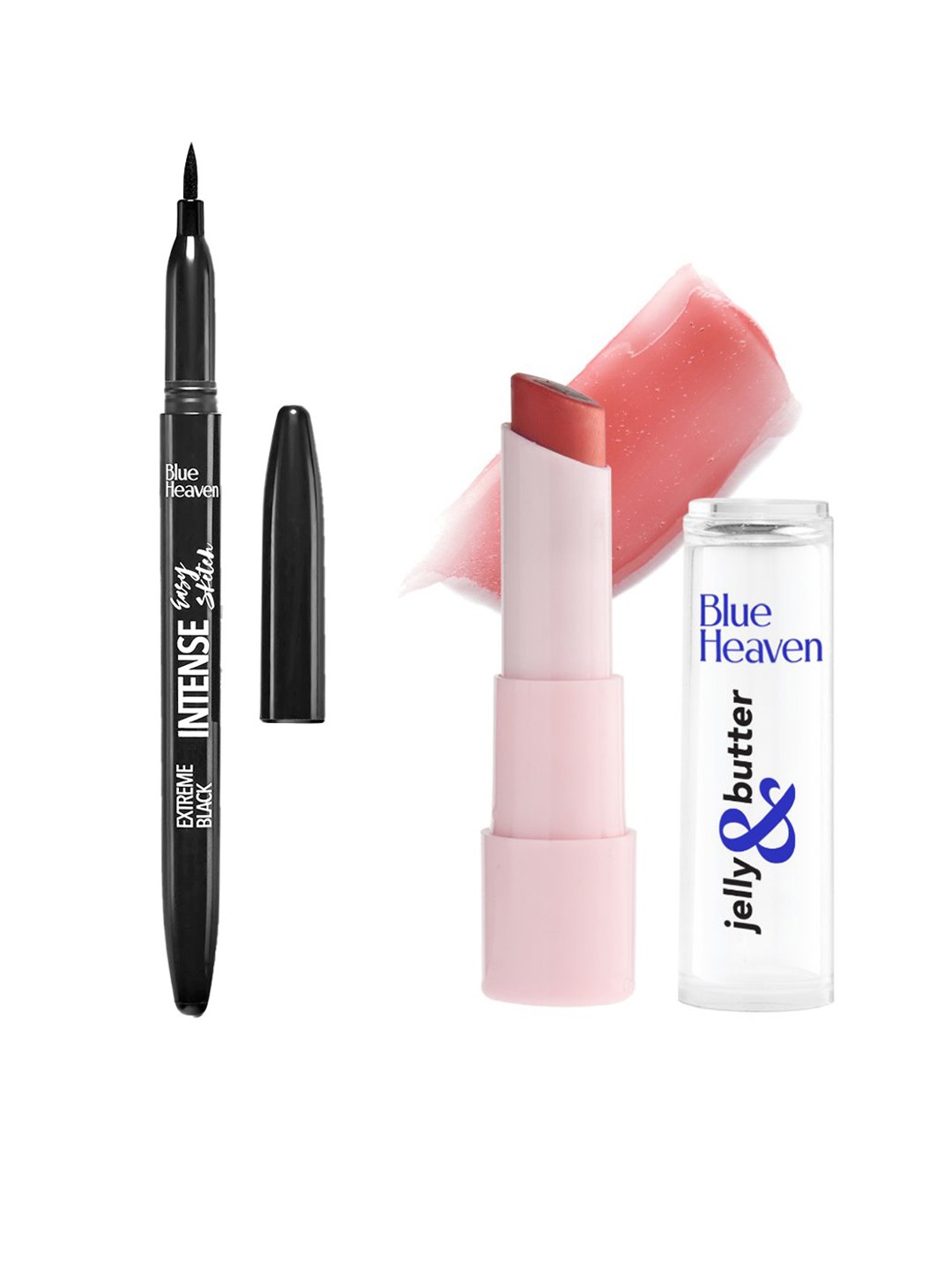 

Blue Heaven Intense Easy Sketch Eyeliner 1ml with Jelly & Butter Hydrating Lip Balm 3g, Black