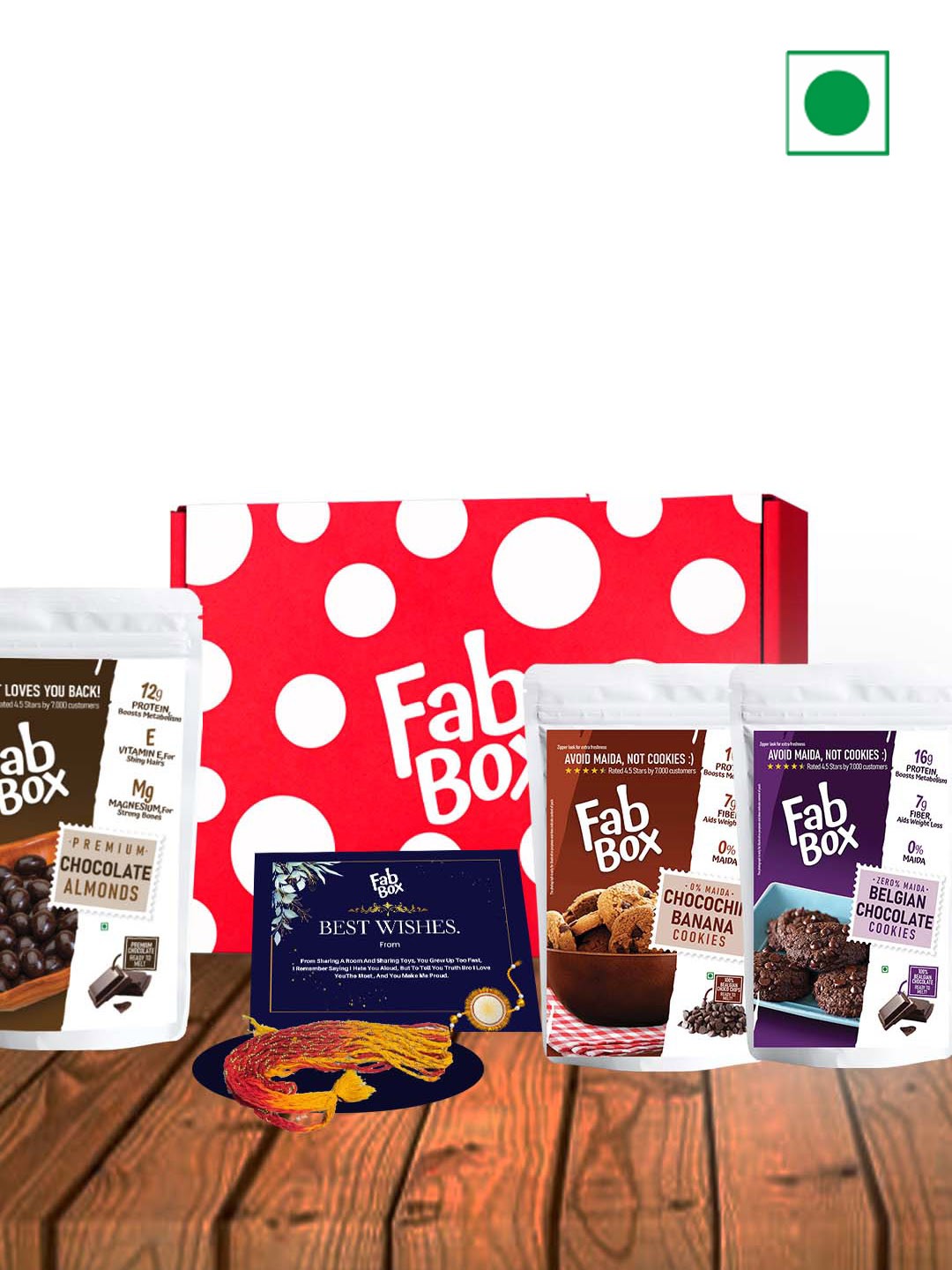 

FabBox Beaded Rakhi With Chocolate & Cookies Gift Set, Yellow