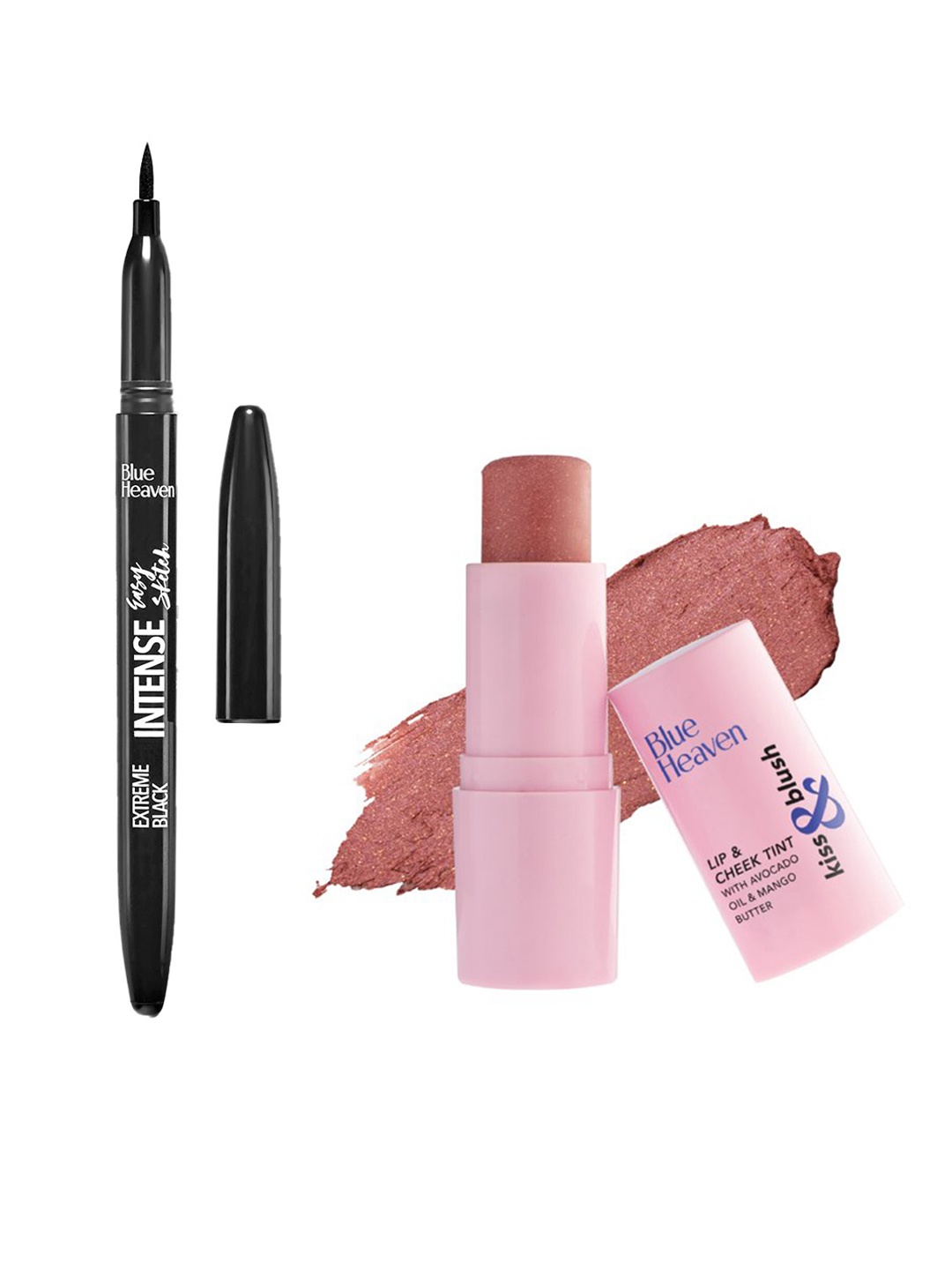 

Blue Heaven Intense Easy Sketch Eyeliner 1ml with Kiss & Blush Lip & Cheek Tint 8.5g, Copper