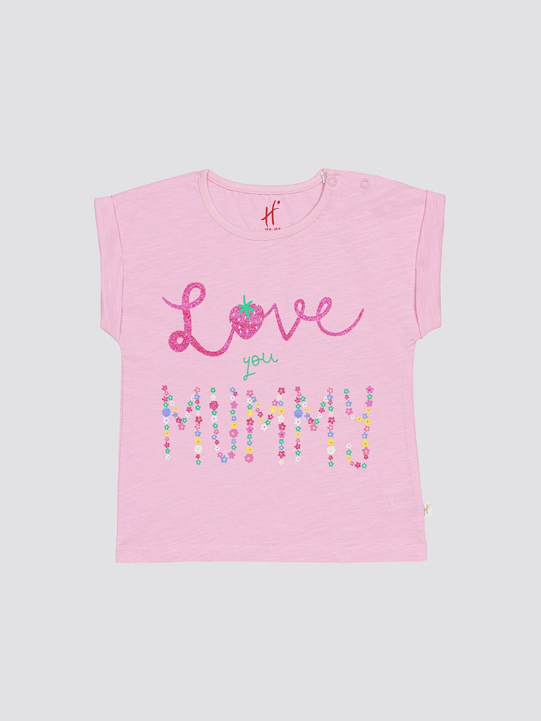 

H By Hamleys Girls Typography Printed Cotton Casual T-shirt, Pink