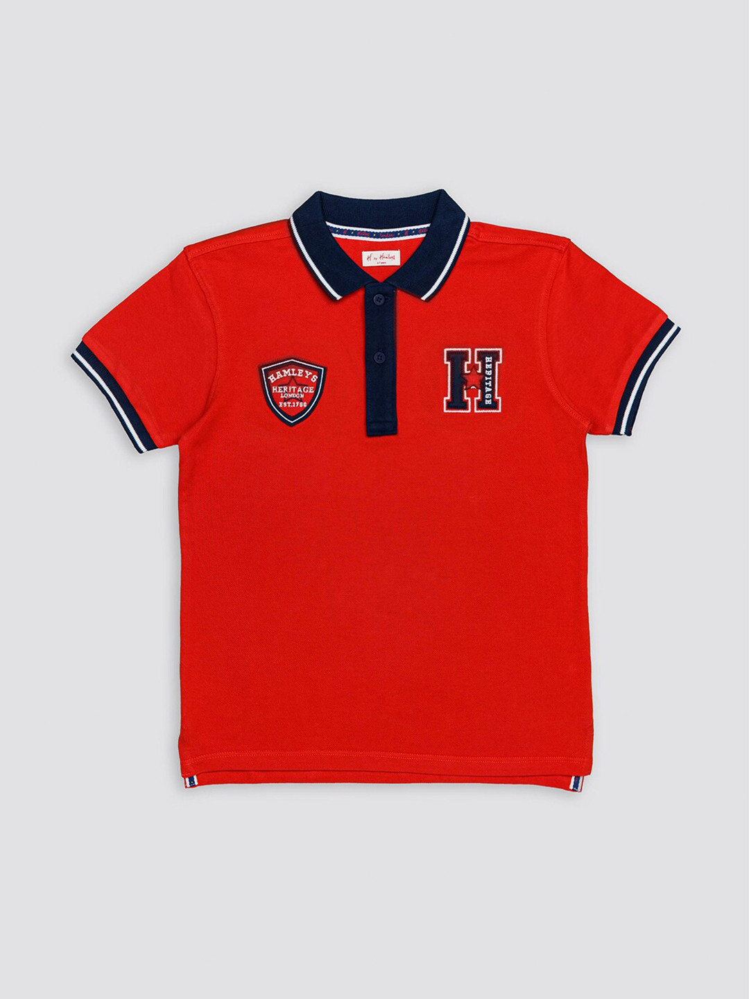 

H By Hamleys Boys Polo Collar Pure Cotton Casual T-shirt, Red