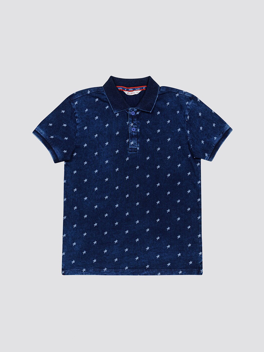 

H By Hamleys Boys Conversational Printed Polo Collar Pure Cotton Casual T-shirt, Navy blue
