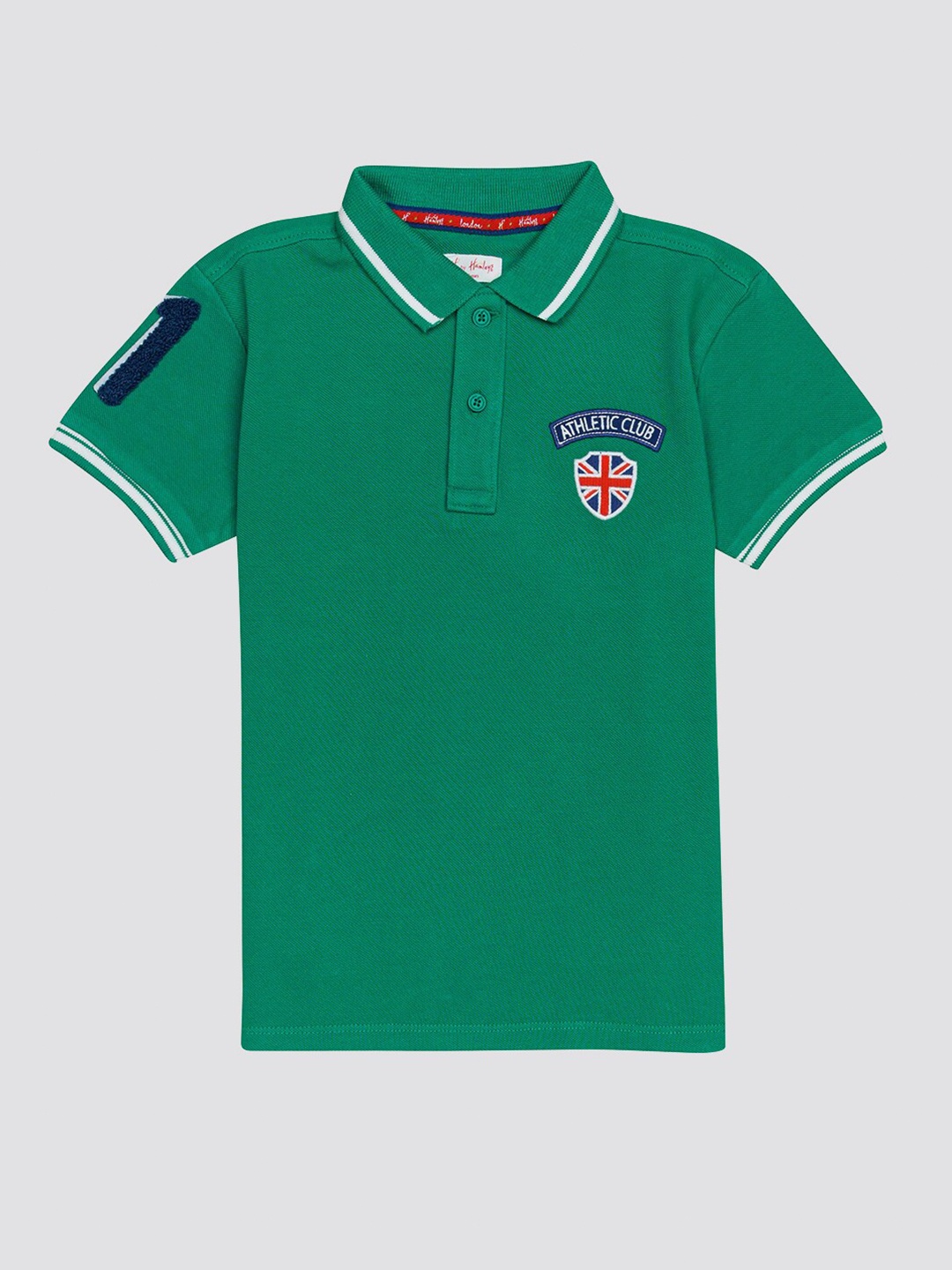 

H By Hamleys Boys Polo Collar Pure Cotton Casual T-shirt, Green