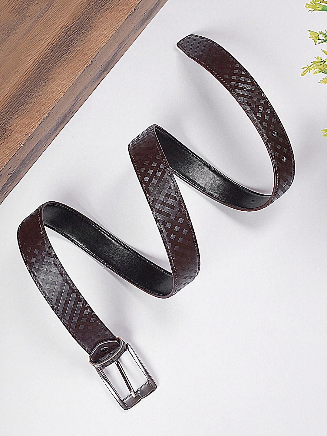 

INVICTUS Men Textured Slim Belt, Brown