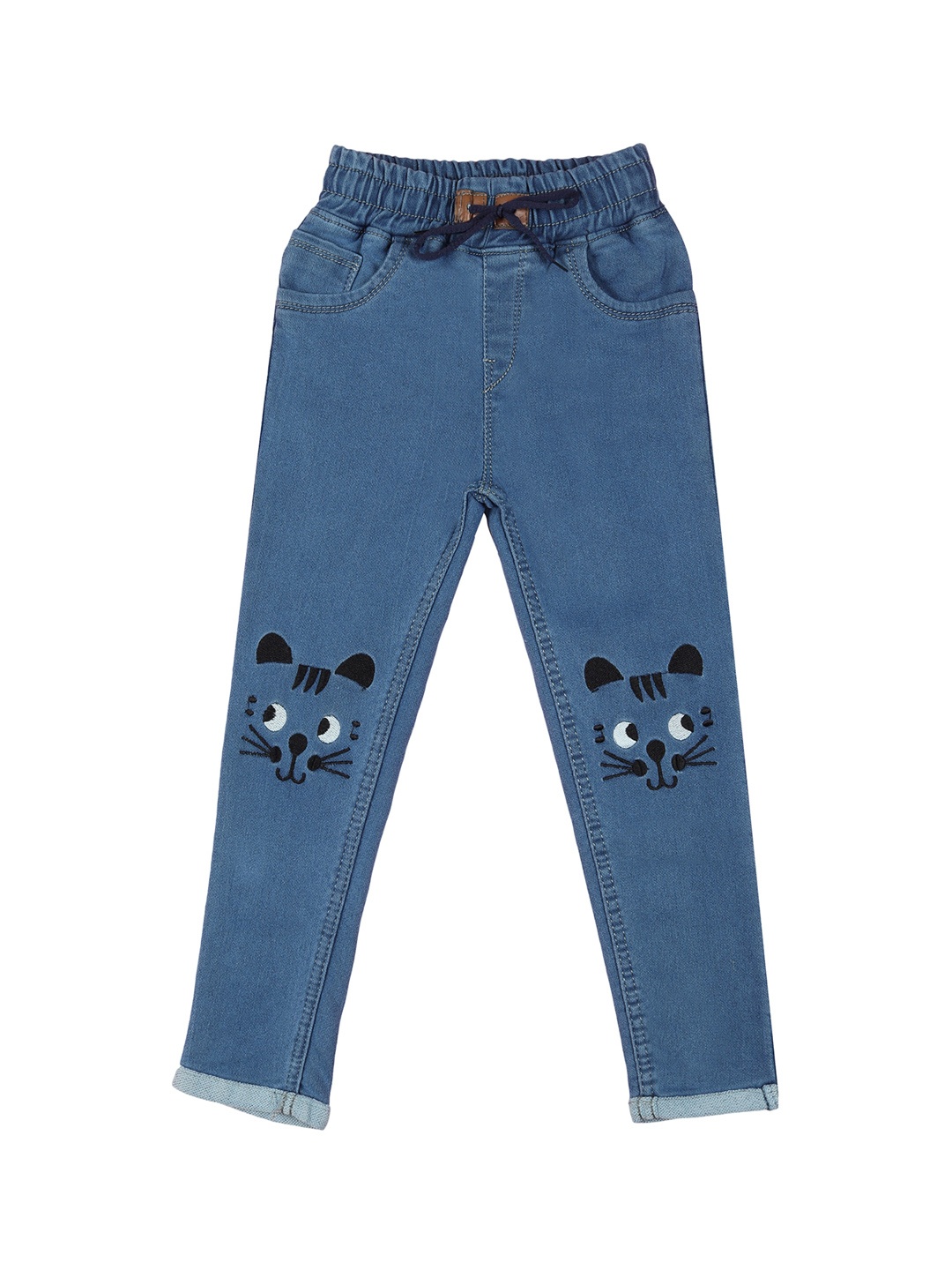 A-Okay Boys Slim Fit High-Rise Clean Look Embroidered Jeans, Blue