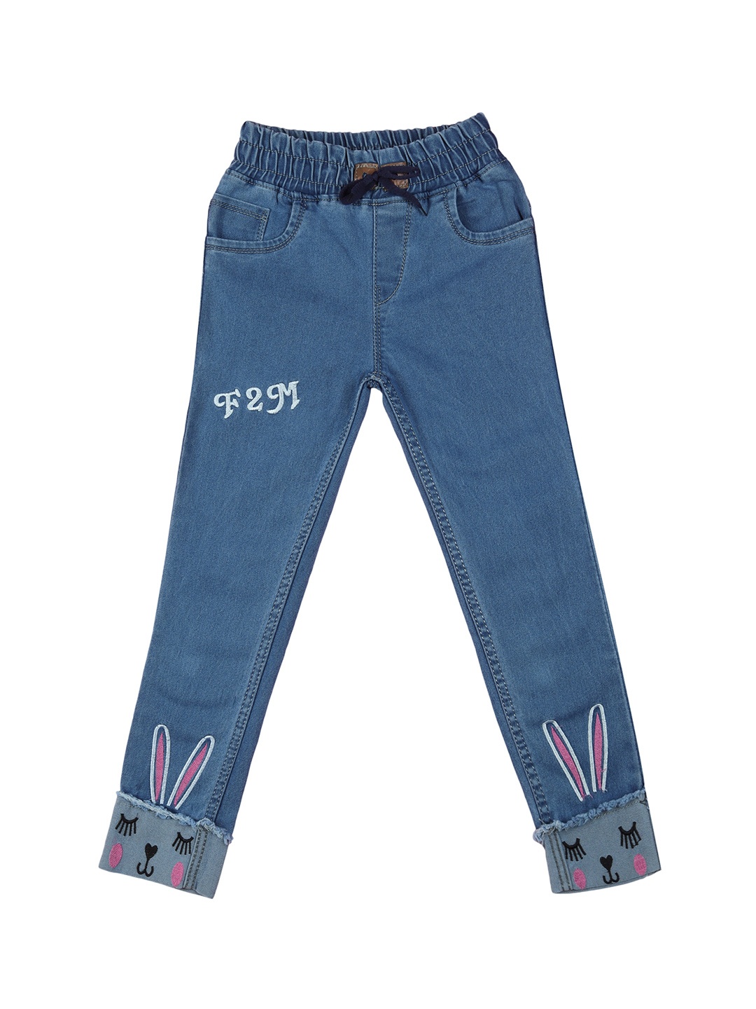

A-Okay Boys Slim Fit High-Rise Clean Look Embroidered Jeans, Blue