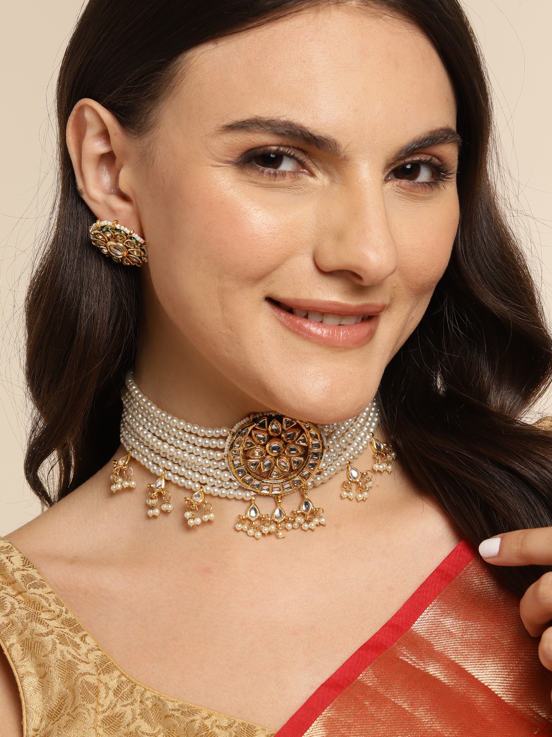 

Anouk Women Gold-Plated Kundan Necklace Set