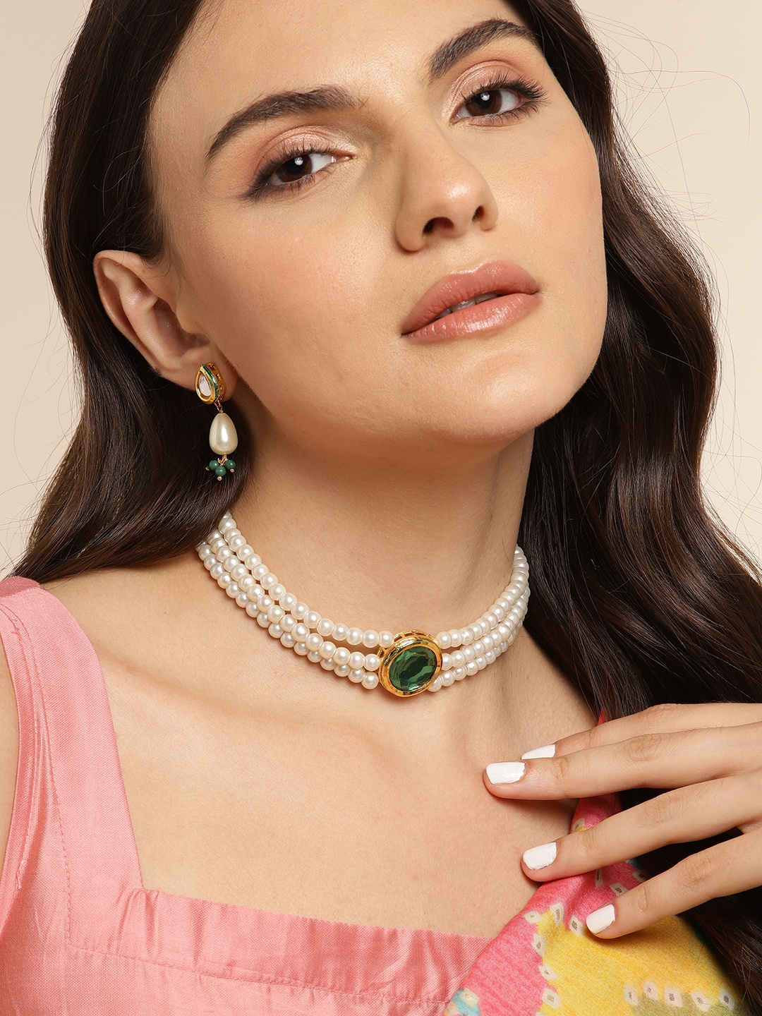 

Anouk Women Gold-Plated Crystal Jewellery Set, White