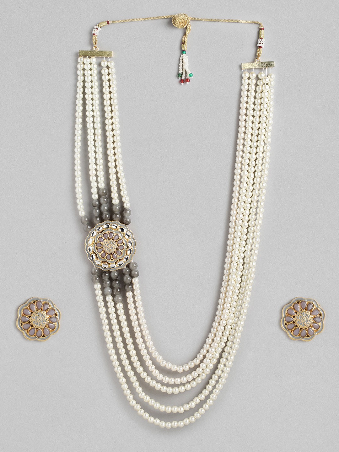 

Anouk Women Gold-Plated Layered Pearls Jewellery Set, Grey