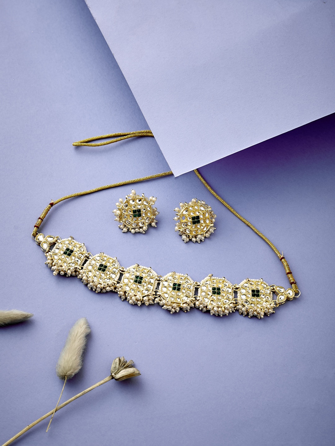 

ATIBELLE Gold-Plated Kundan-Studded Jewellery Set