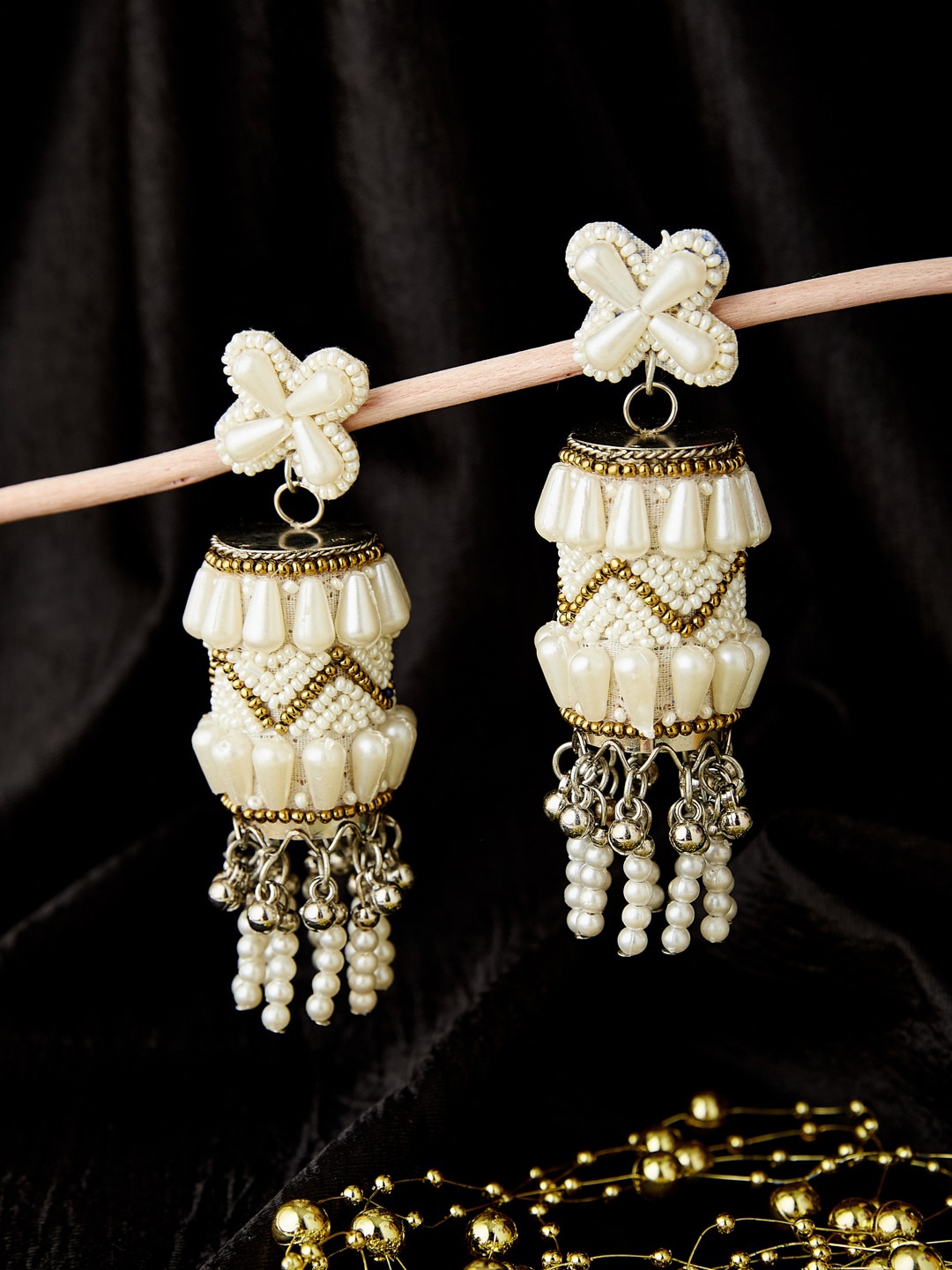 

ATIBELLE Gold Plated Contemporary Drop Earrings, White