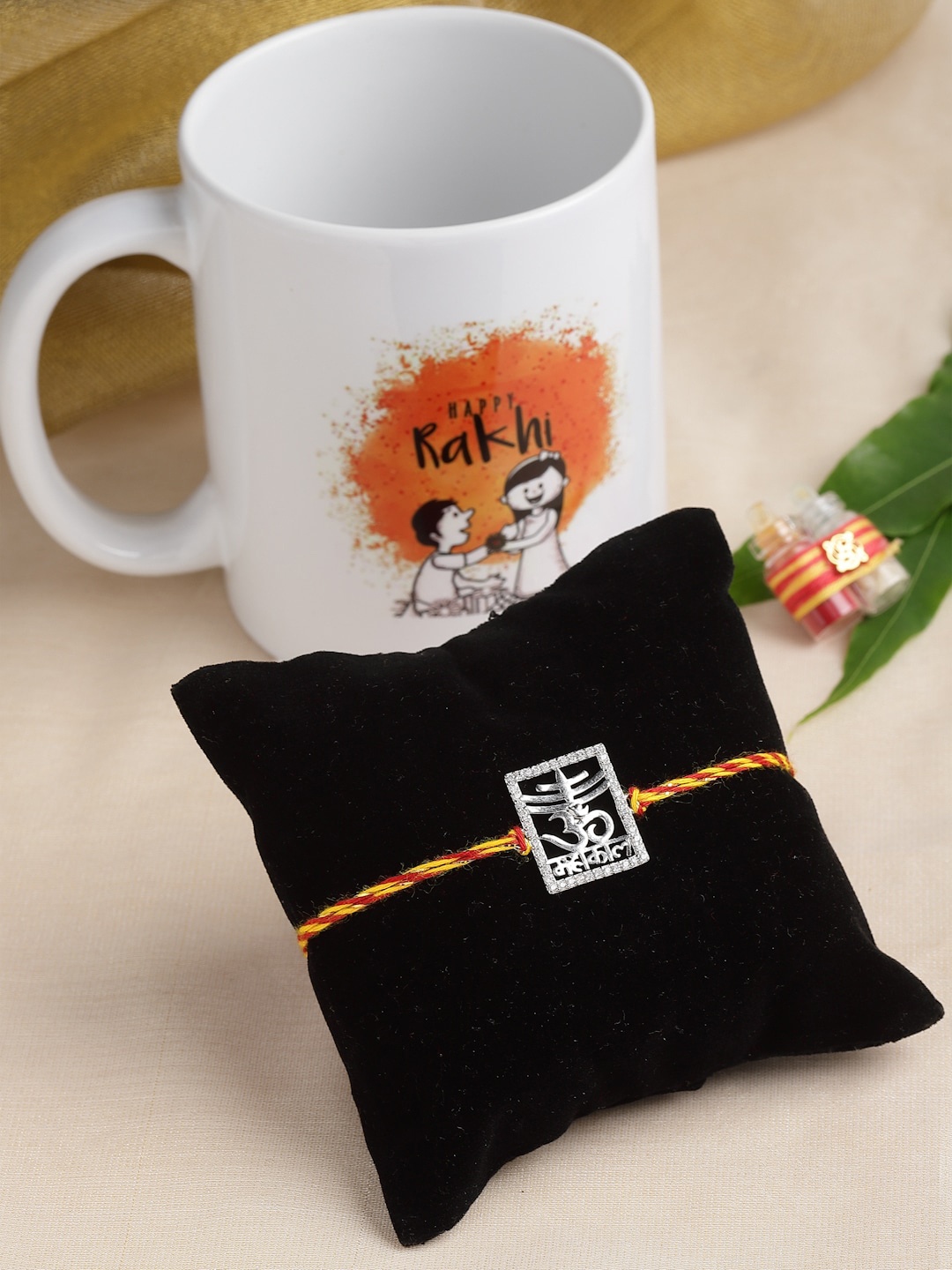 

PANASH 925 Sterling Silver Rakhi With Mug Gift Set