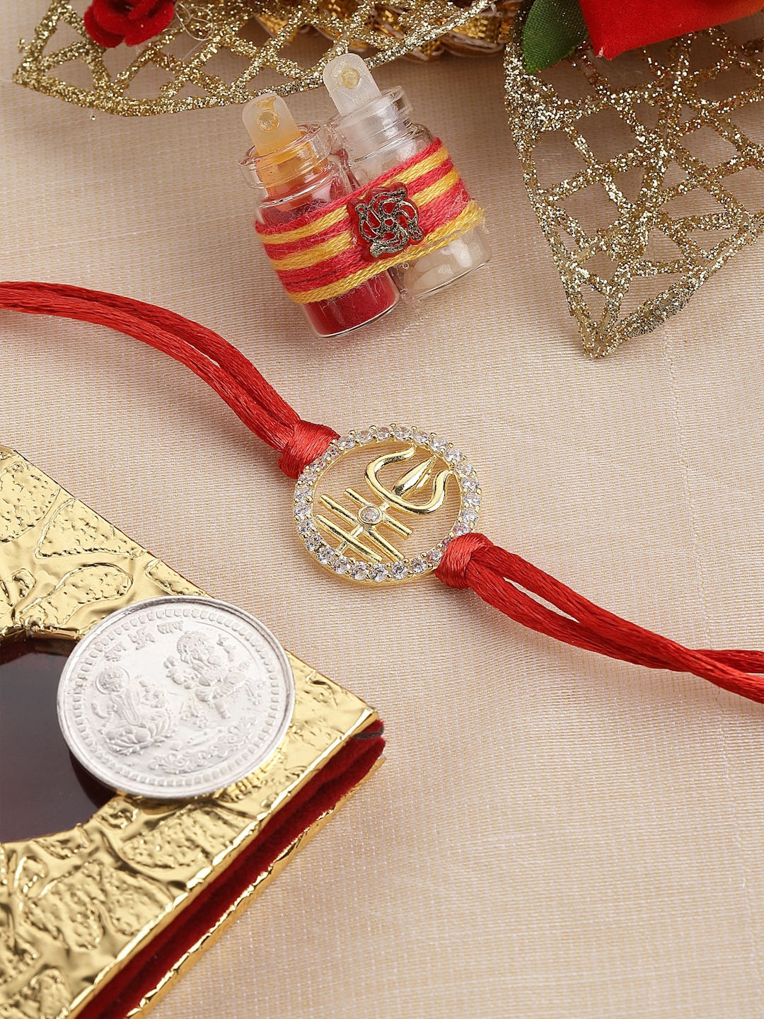 

PANASH Shiv Mahakal Rakhi With Silver Coin & Roli Chawal