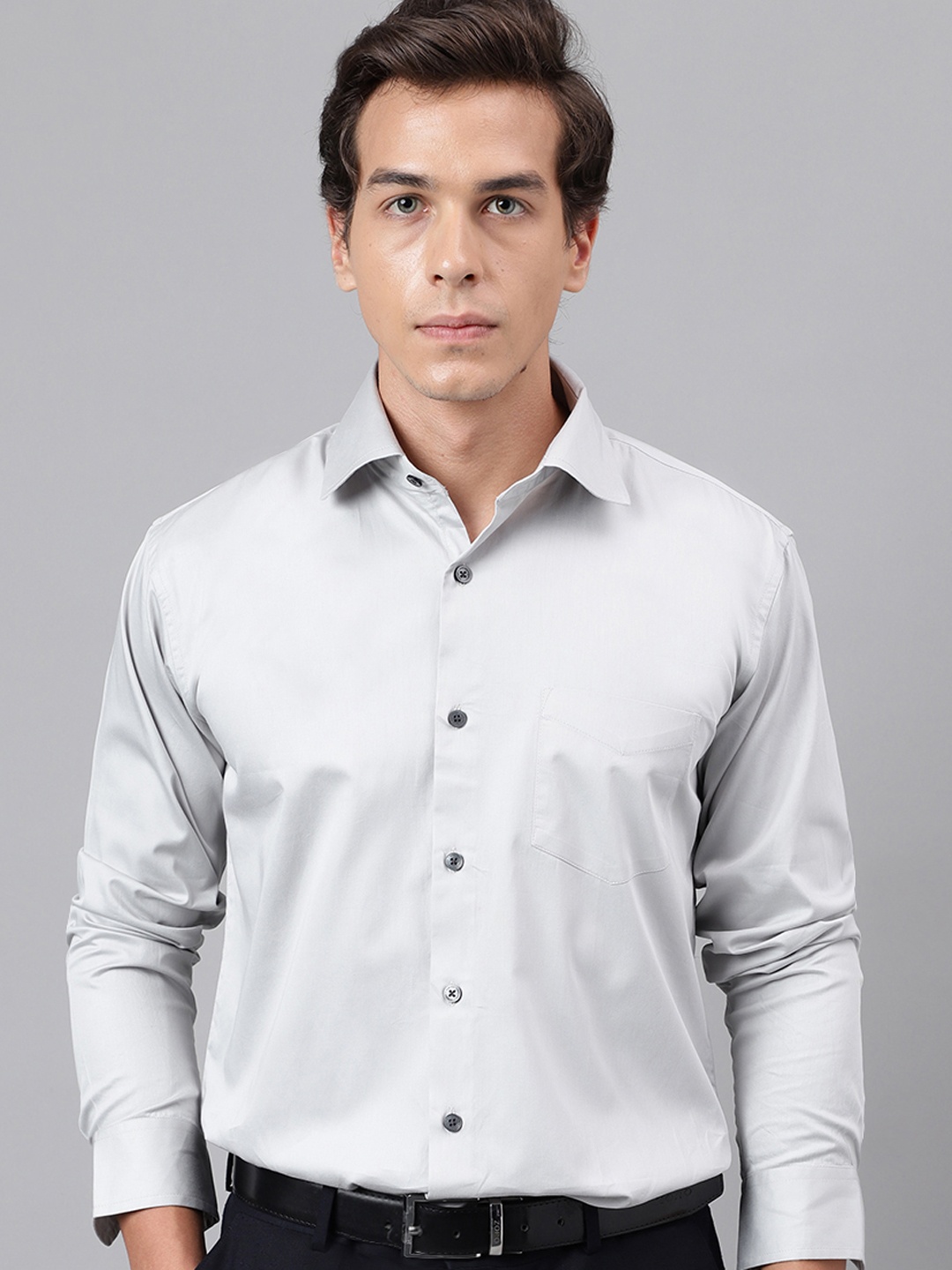 

Hancock Men Premium Slim Fit Opaque Casual Shirt, Grey