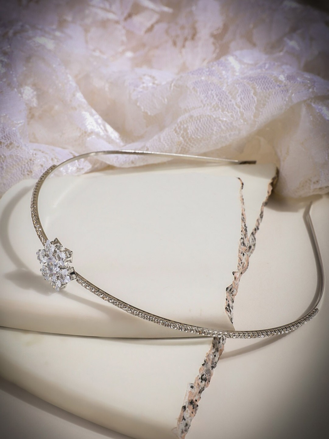 

AccessHer Embellished Hairband, Silver