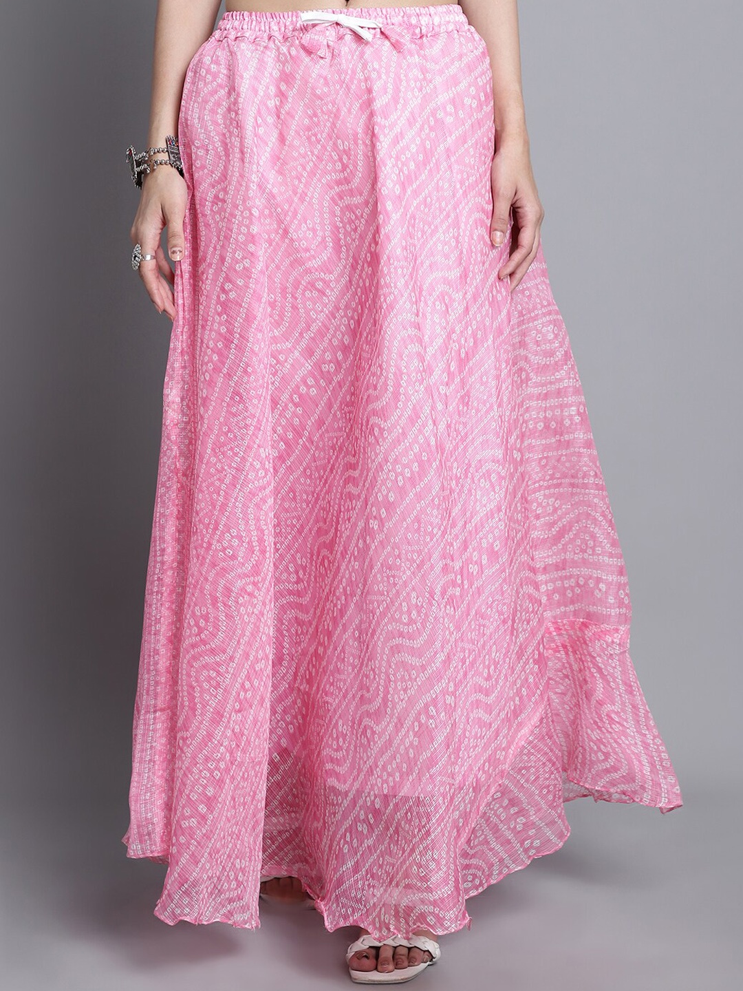 

SOUNDARYA Printed Cotton Flared Maxi Skirt, Pink
