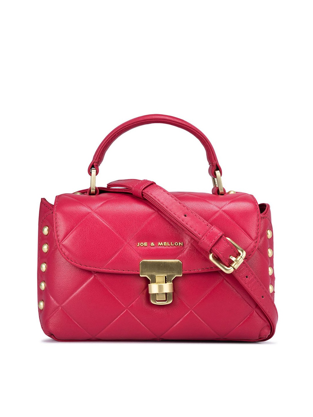 

Joe & Mellon Textured Leather Structured Satchel Bag, Pink