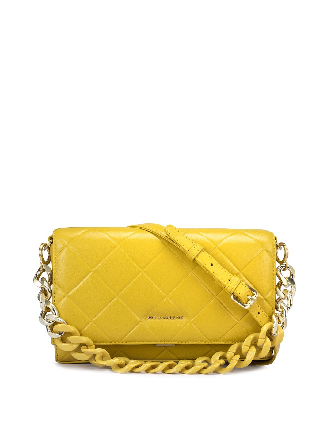 

Joe & Mellon Geometric Textured Leather Structured Sling Bag, Yellow