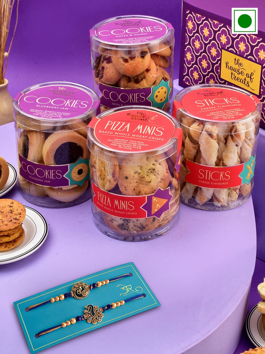 

RawFruit Snack Cookies With 2 Rakhi 700gms, Blue
