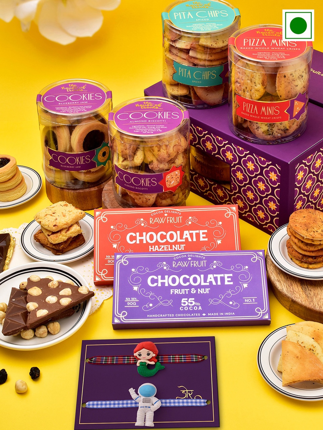 

RawFruit Snacks Chocolate With 2 Kids Rakhis, Red