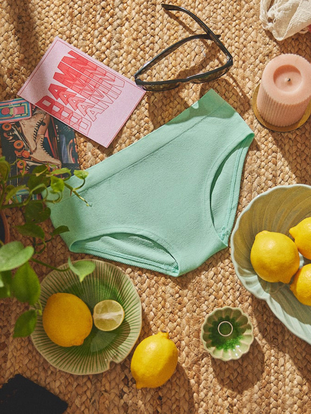 

Big Little Lemons Ribbed Hipster Brief, Blue