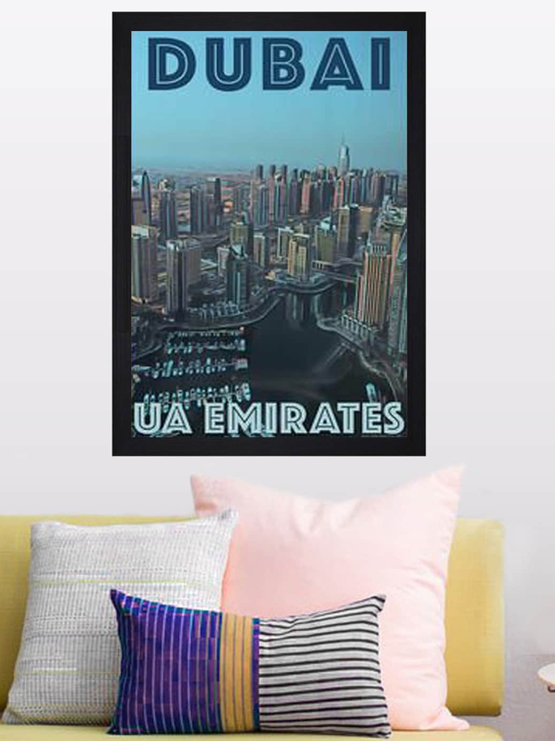 

Gallery99 Blue & Black Dubai UA Emirates Textured Paper Framed Wall Art