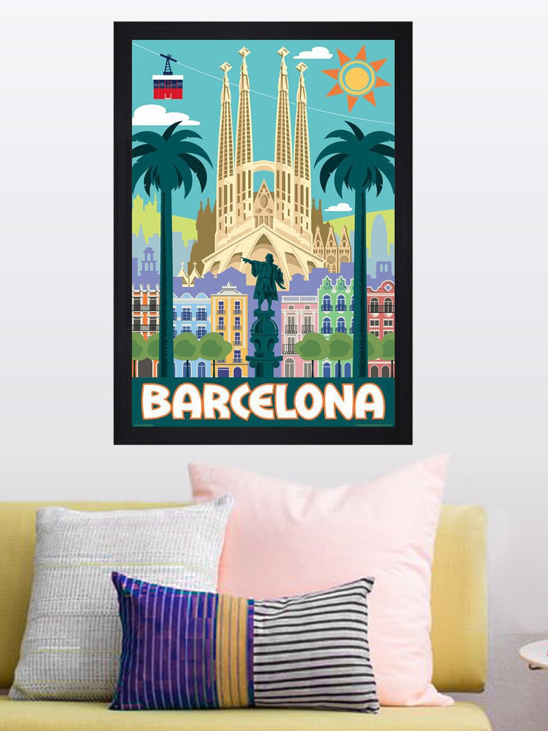 

Gallery99 Blue & Black Barcelona Printed Framed Wall Art