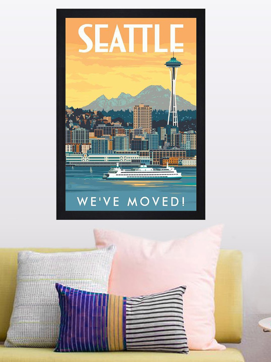

Gallery99 Blue & Orange Seattle We'Ve Moved Painted Framed Wall Art