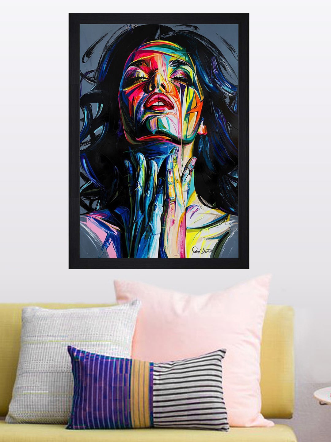 Gallery99 Black & Grey Original Face Print Framed Wall Art