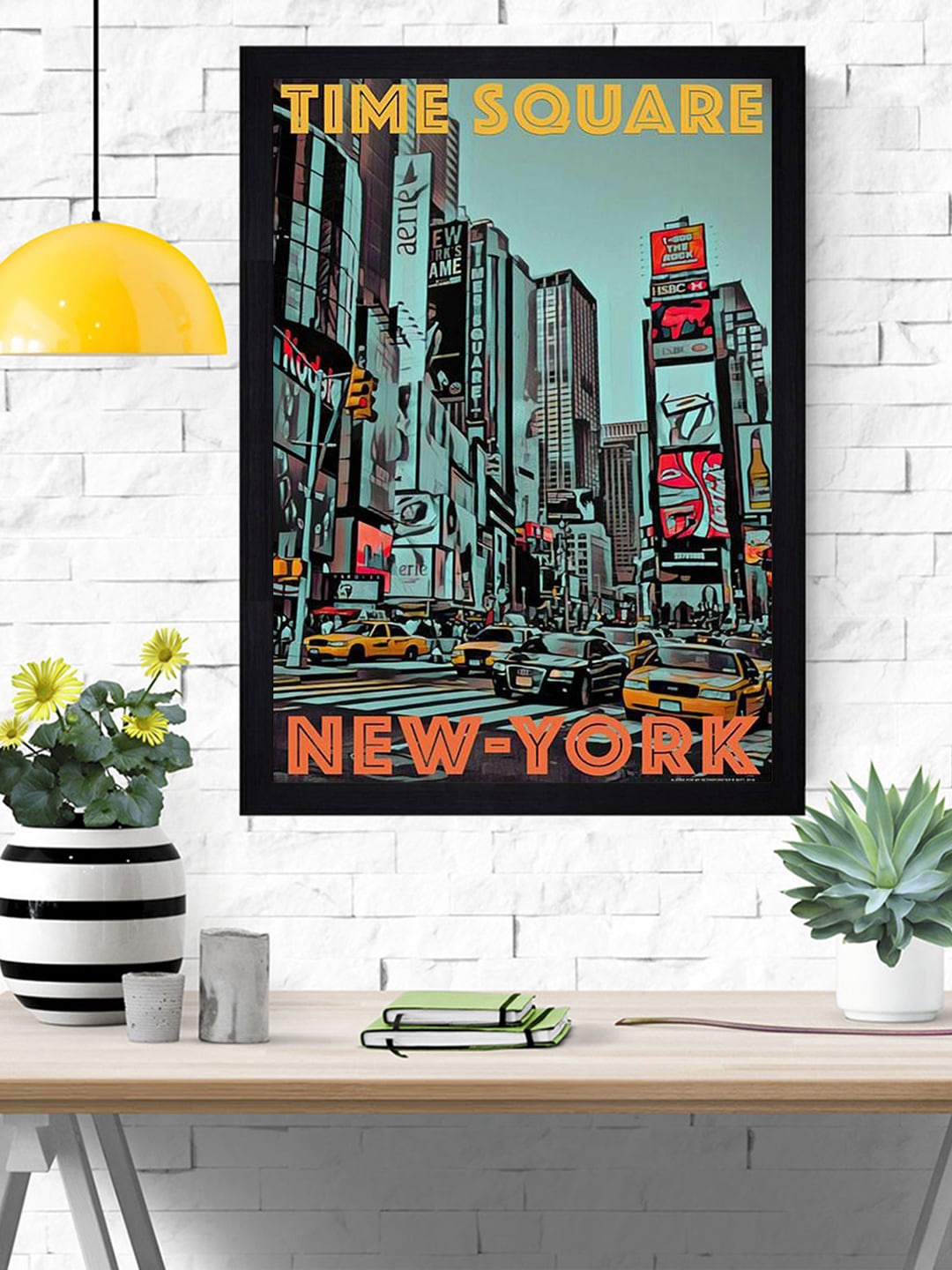 

Gallery99 Blue & Black Time Square New-York Painted Framed Wall Art