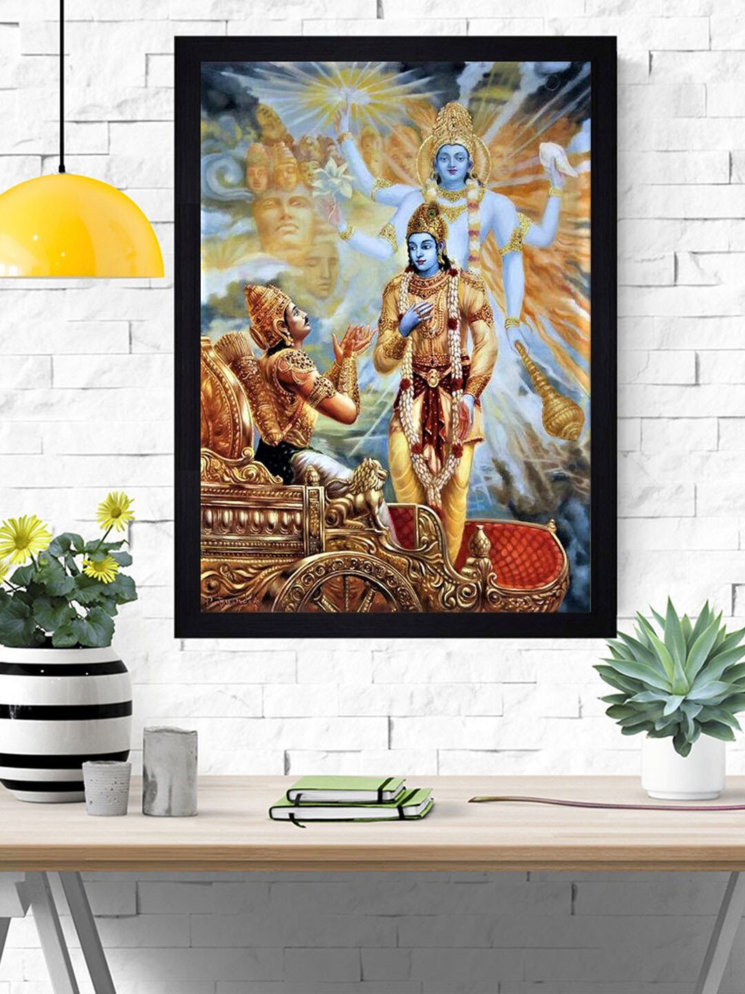 

Gallery99 Blue& Golden Arjun Tacking Gyan Painted Framed Wall Art