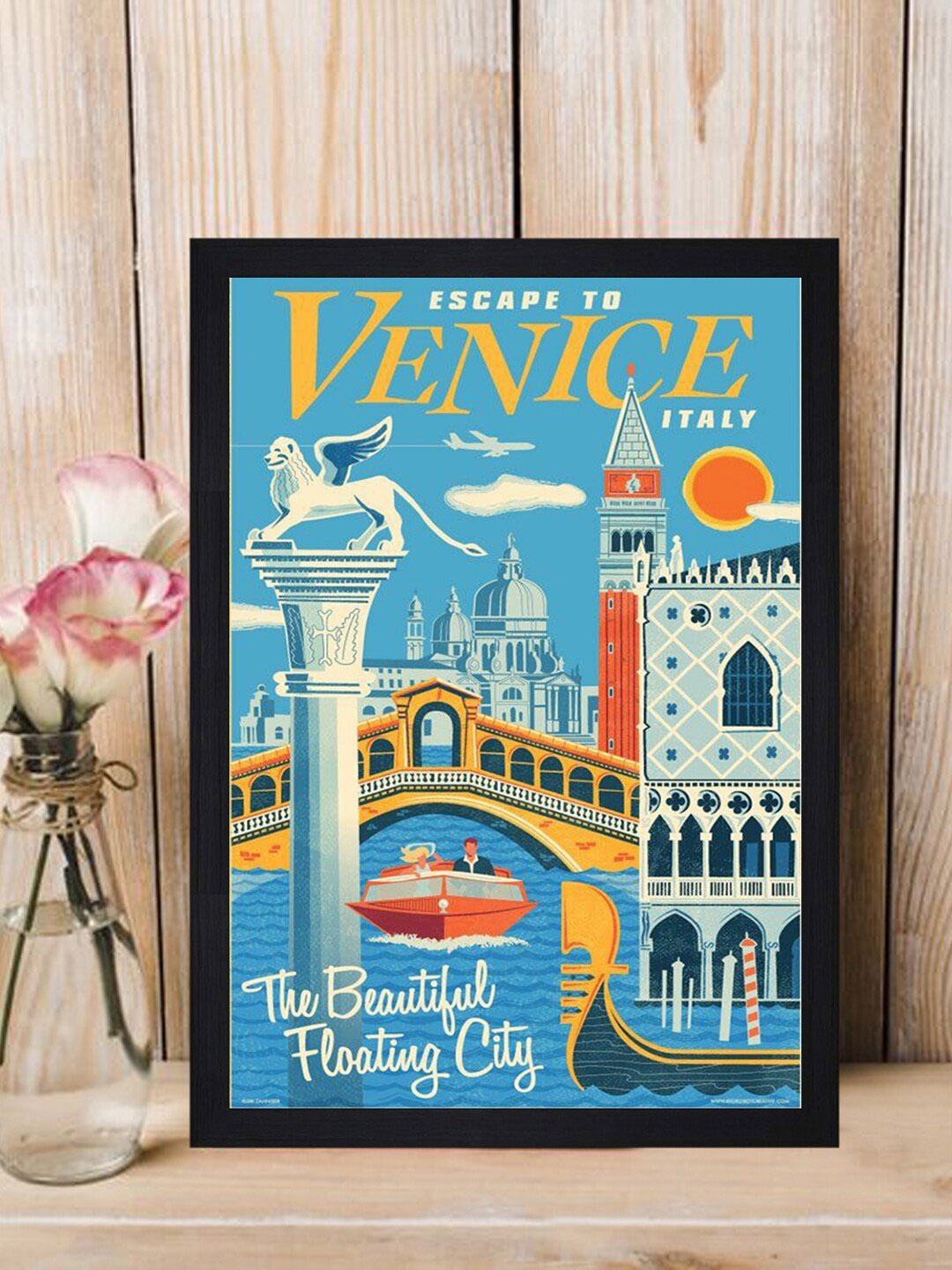 

Gallery99 Blue & Yellow Escape To Venice Italy Printed Framed Wall Art