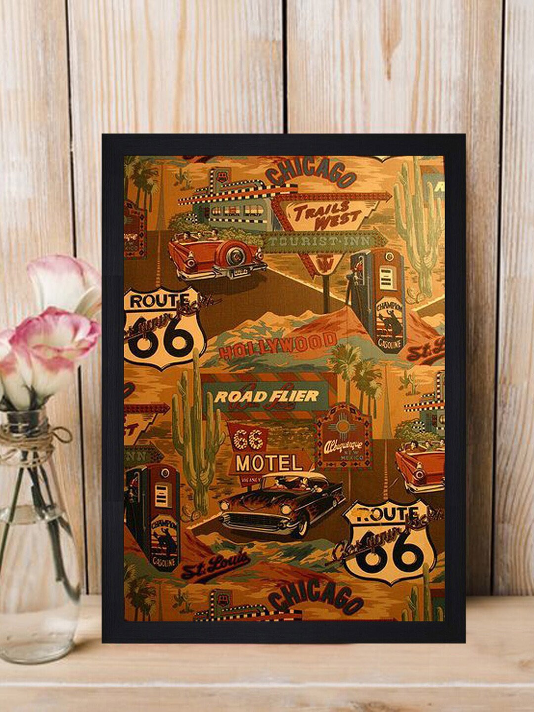 Gallery99 Orange & Beige Chicago Printed Framed Wall Art