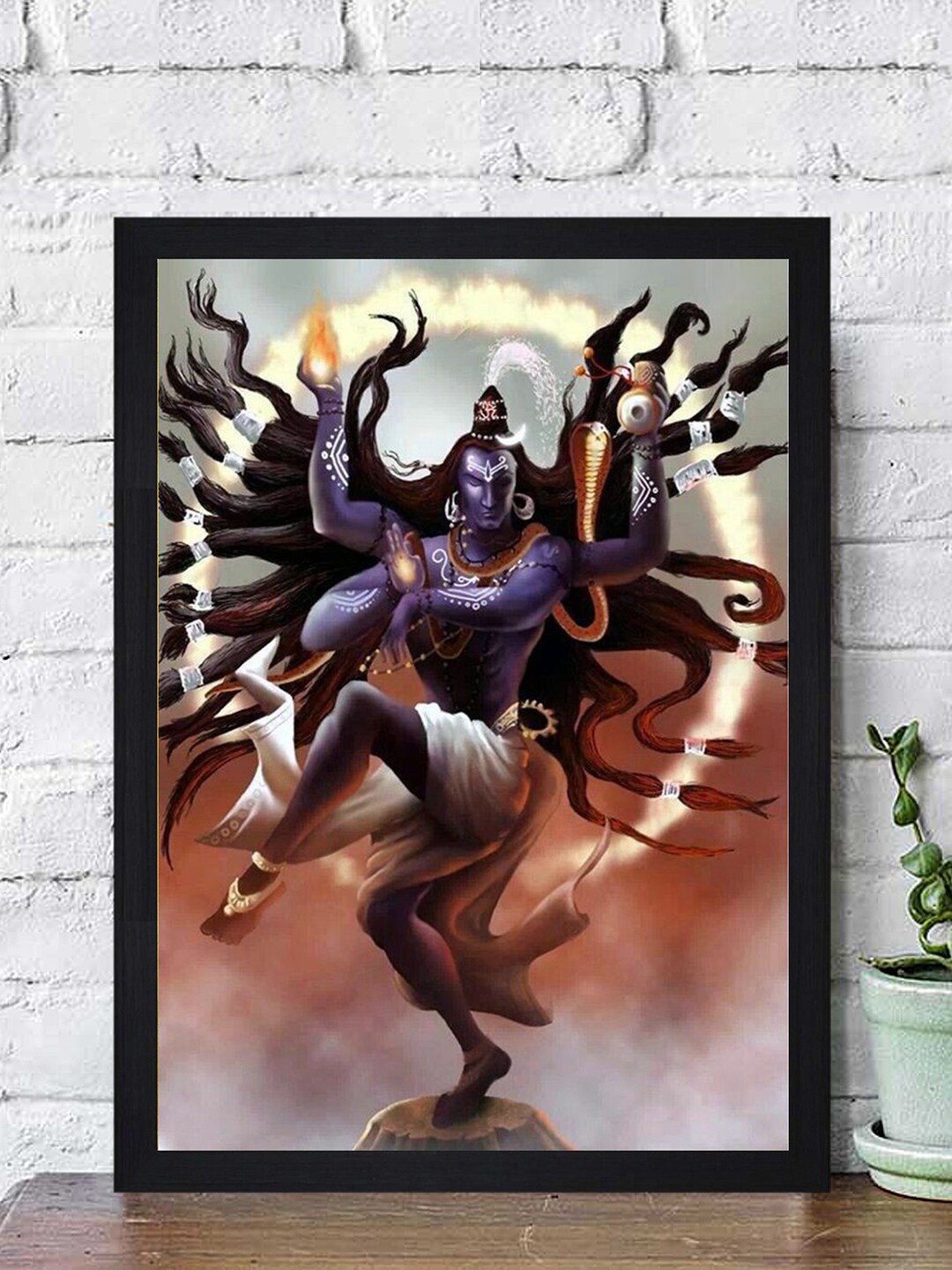

Gallery99 Blue & Brown Lord Shiva Roop Texture Paper Framed Wall Art