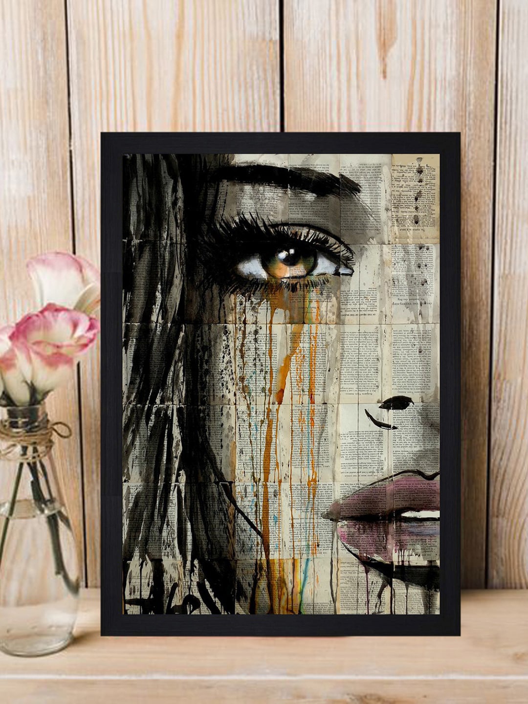 

Gallery99 Off White The Face Painted Framed Wall Art