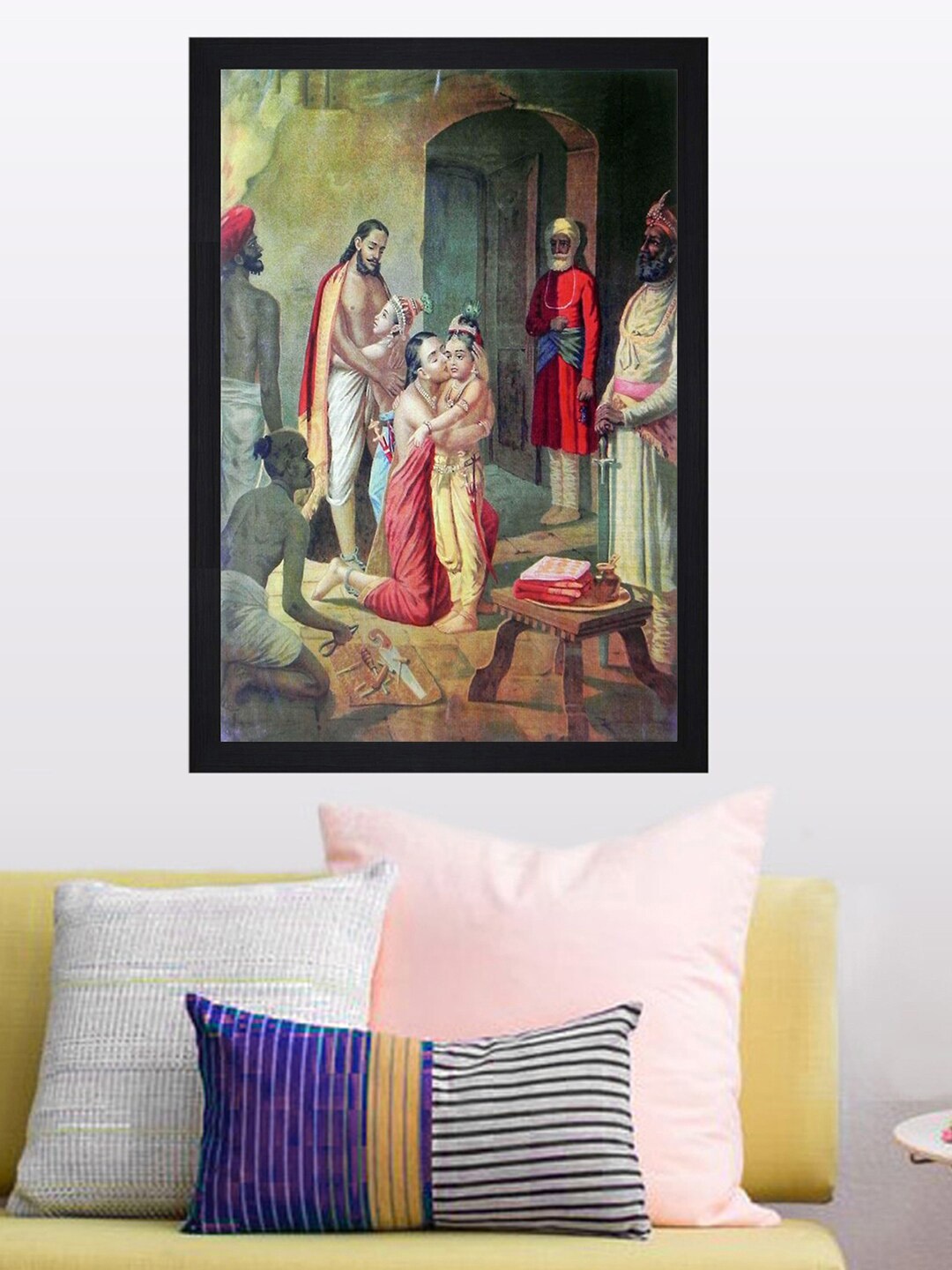 Gallery99 Green & Red Balram & Krishna Printed Framed Wall Art