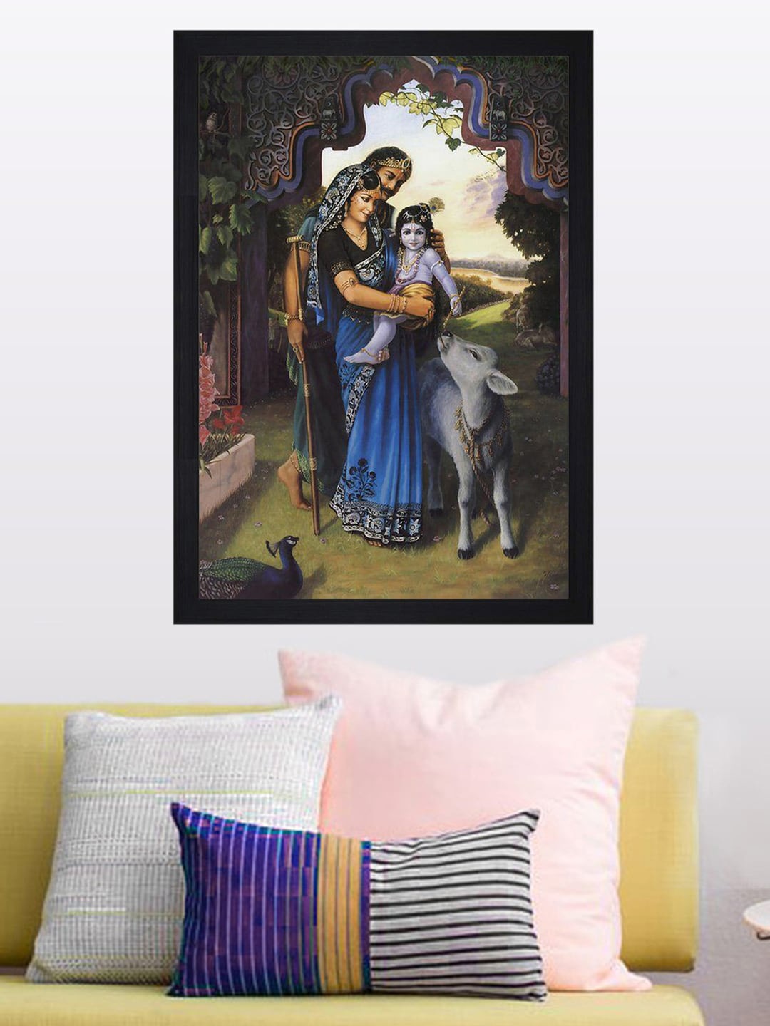 

Gallery99 Blue & Grey Yashomati Maiya With Kanha Texture Paper Framed Wall Art