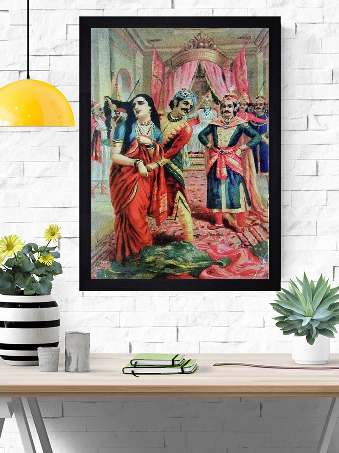 Gallery99 Red & Blue Panchali Vastraharan Texture Paper Framed Wall Art